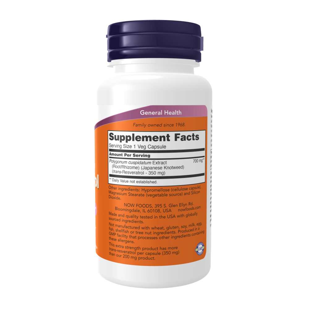 Now Foods Resveratrol 350mg – Cardiovascular &amp; Antioxidant Support – 60 Veg Capsules thumbnail 2