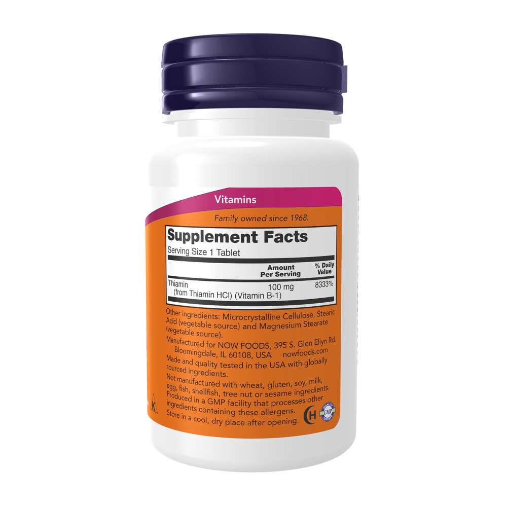 Now Foods B-1 100 Mg – Nervous System &amp; Energy Support – 100 Tablets thumbnail 2