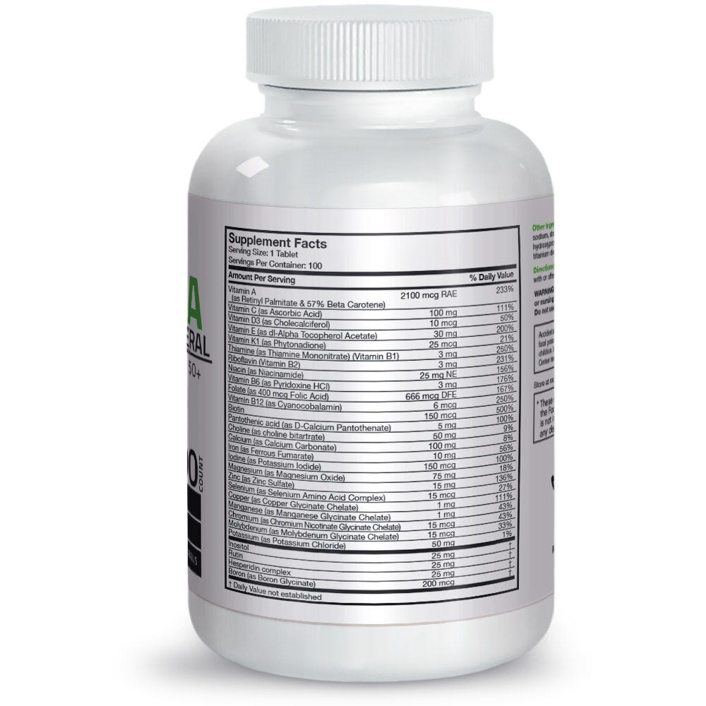 Bronson Vitamins Mature Formula Once Daily Multivitamin &amp; Mineral for Adults Over 50 100 Tabs thumbnail 2