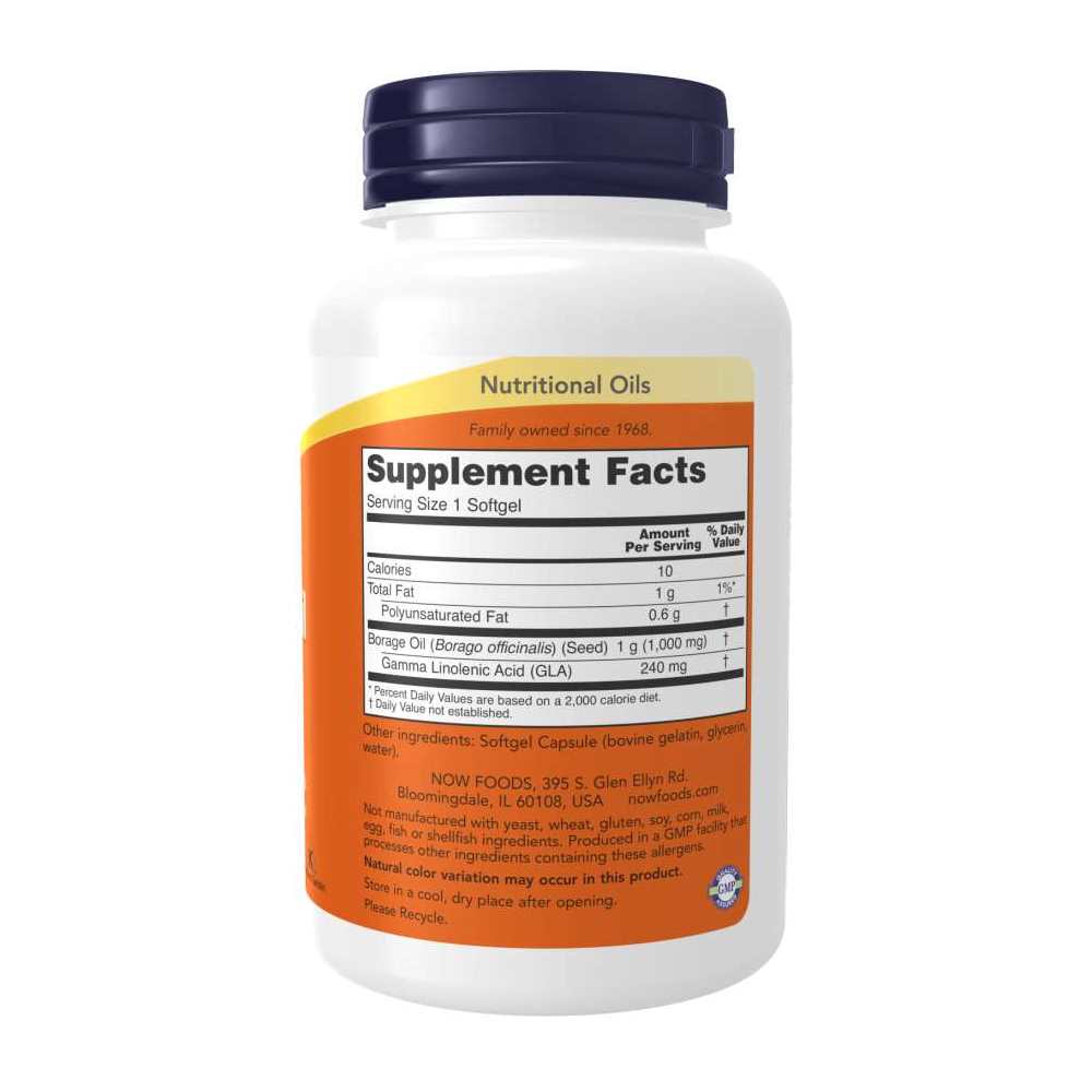 Now Foods Borage Oil – 1000 Mg with 240 Mg Gla – Omega-6 Fatty Acid Support – 60 Softgels thumbnail 2