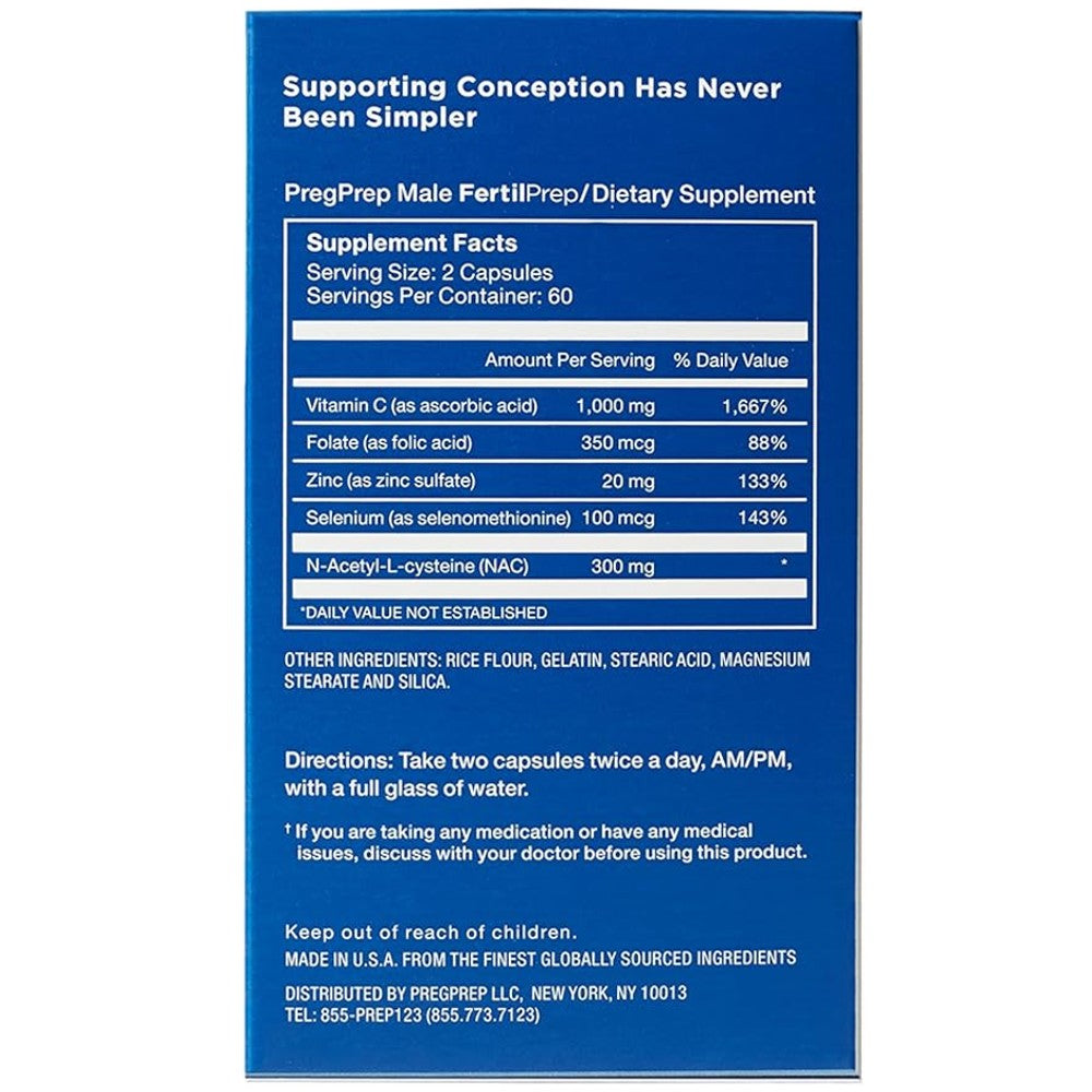 PregPrep Male FertilPrep — Sperm Health, Motility, Morphology &amp; Concentration (120 Capsules) thumbnail 3