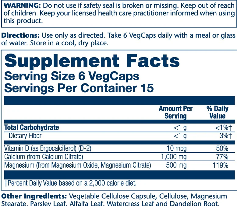 Solaray Calcium &amp; Magnesium Citrate, with Vitamin D-2, 2:1 Ratio 90 Caps thumbnail 2