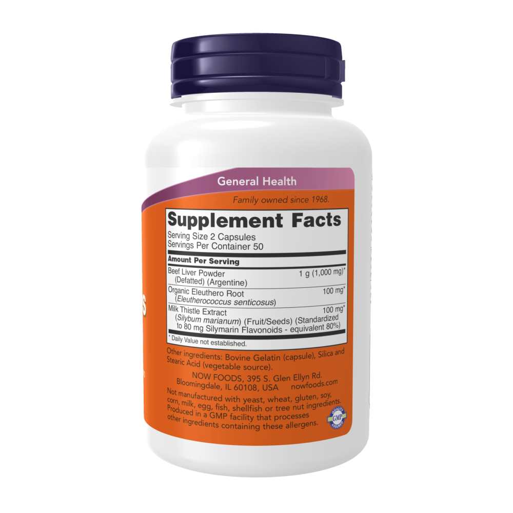 Now Foods Liver Caps – Argentine Beef Liver with Milk Thistle &amp; Eleuthero for Liver Health Support – 100 Capsules thumbnail 2