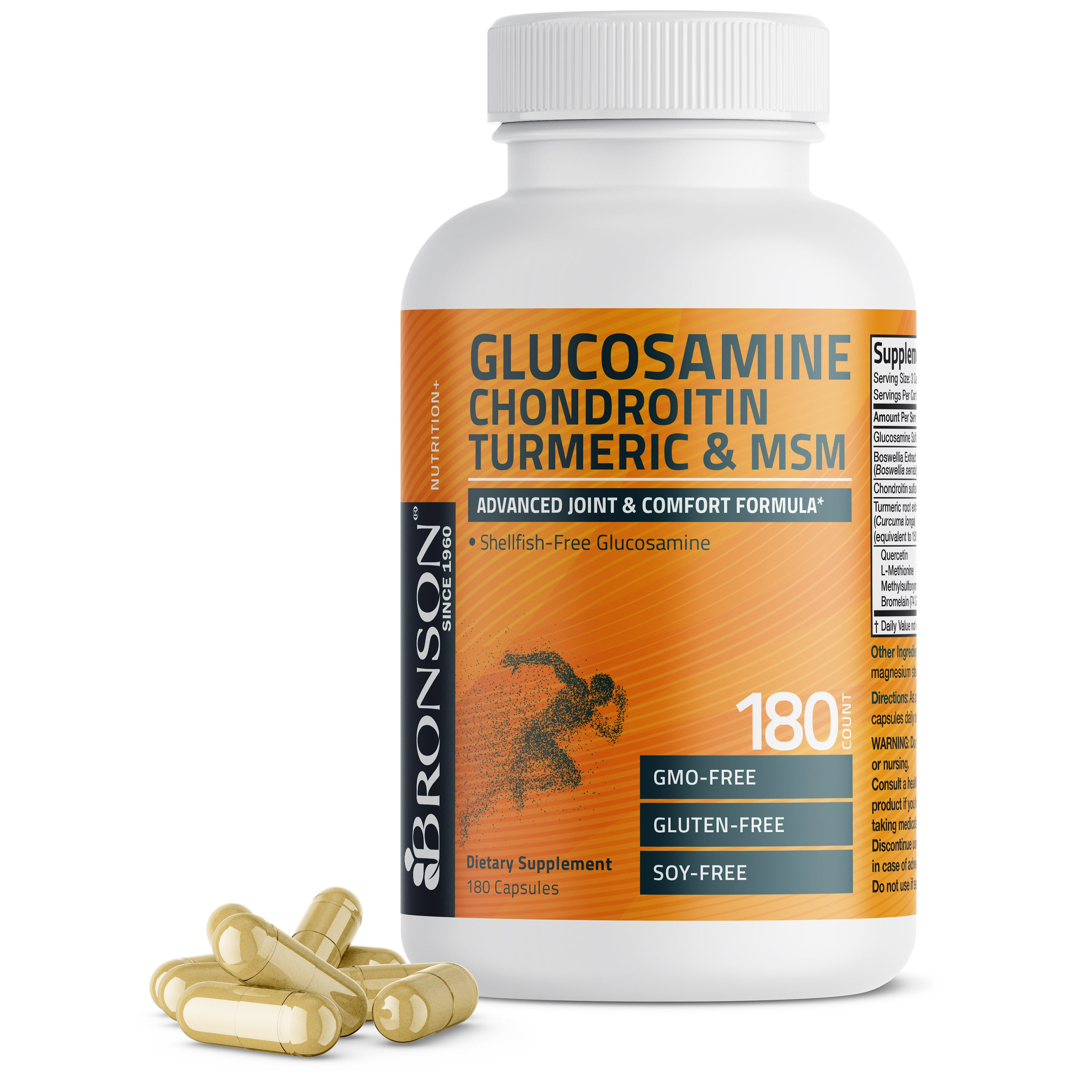 Bronson Vitamins Glucosamine Chondroitin Turmeric &amp; Msm 60 Caps thumbnail 3