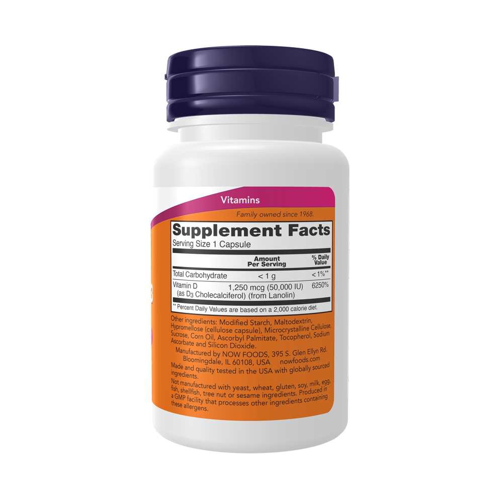 Now Foods Vitamin D3 50,000 Iu – Max Potency Bone &amp; Immune Health Support – 15 Capsules thumbnail 2