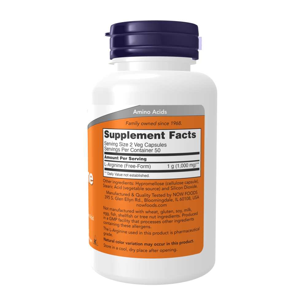 Now Foods L-Arginine 500 Mg – Nitric Oxide Precursor &amp; Amino Acid Support – 100 Veg Capsules thumbnail 2
