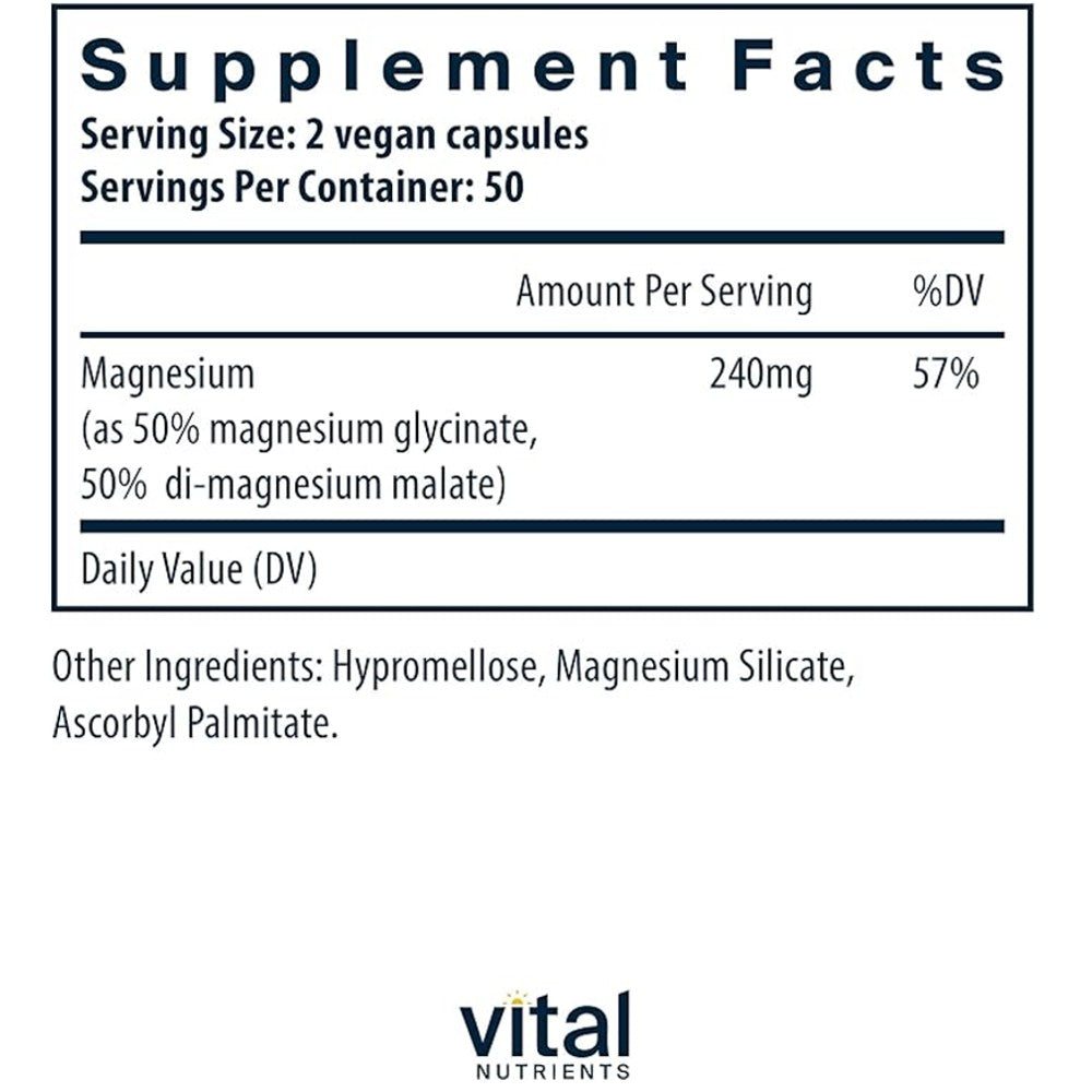 Vital Nutrients Magnesium Glycinate + Malate – Stress &amp; Sleep Support thumbnail 2
