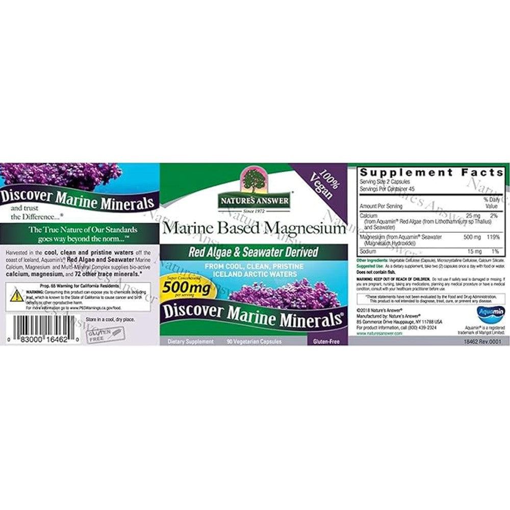 Nature's Answer Marine Based Magnesium 500mg – Red Algae &amp; Seawater Formula thumbnail 2