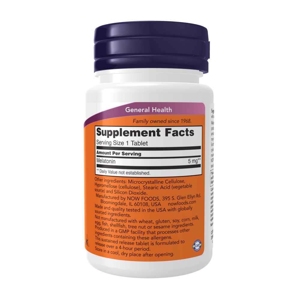 Now Foods Melatonin 5 Mg – Sustained Release Sleep Support – Healthy Sleep Cycle &amp; Gi Health – 120 Tablets thumbnail 2