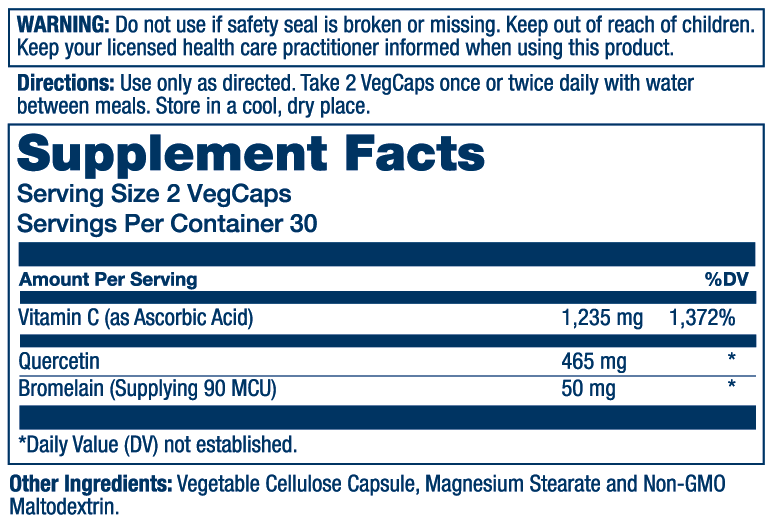Solaray Qbc Plex | Quercetin &amp; Bromelain + Vitamin C 60 Caps thumbnail 2
