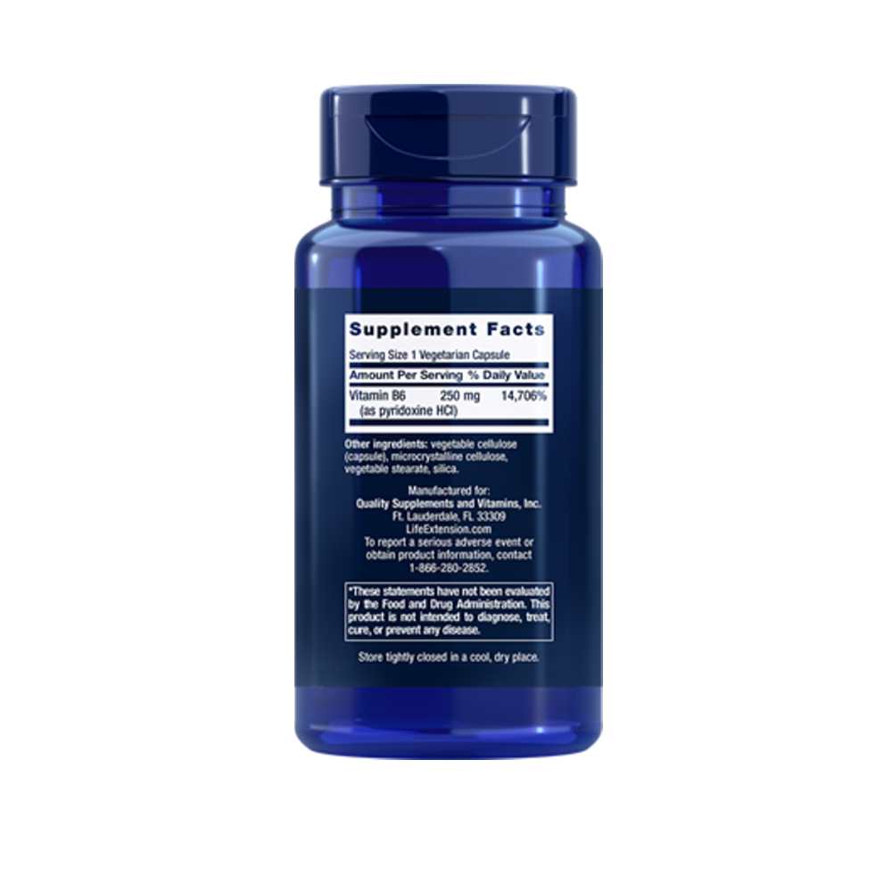 Life Extension Vitamin B6 250 Mg, 100 Vegetarian Capsules thumbnail 2