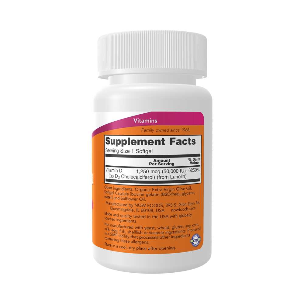 Now Foods Max Potency Vitamin D-3 50,000 Iu – Bone &amp; Immune Health – 12 Softgels thumbnail 3