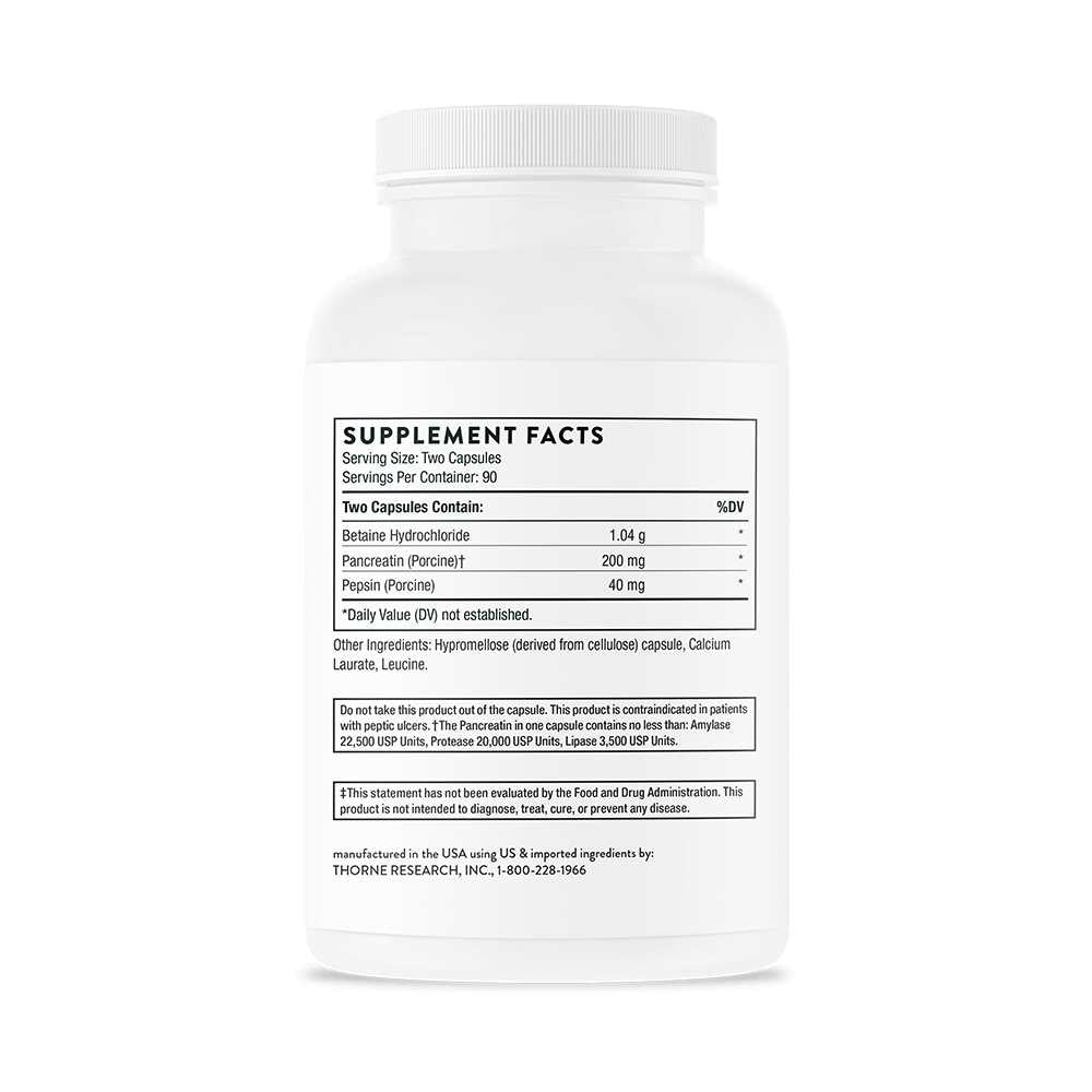 Thorne Multi Enzyme – Digestive Support with Betaine, Pancreatin &amp; Pepsin thumbnail 2
