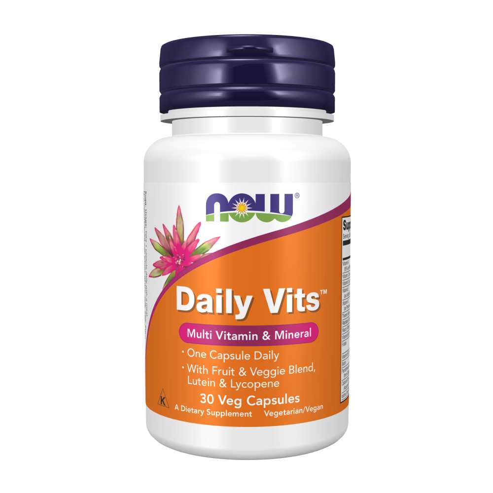 Now Foods Daily Vits – One-A-Day Multivitamin &amp; Mineral with Fruit &amp; Veggie Blend, Lutein &amp; Lycopene – 30 Veg Capsules
