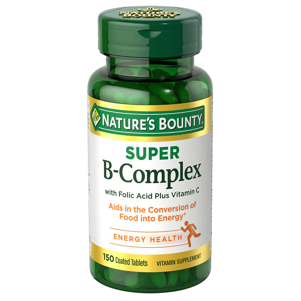 Nature's Bounty Super B-Complex with Folic Acid, Vitamin C &amp; Biotin – Supports Energy Metabolism