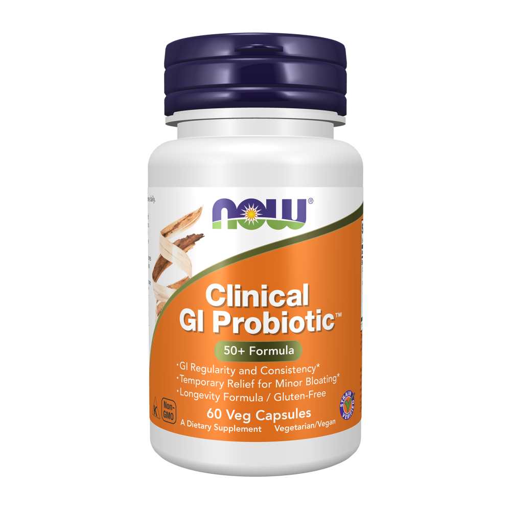 Now Foods Clinical Gi Probiotic – 50+ Longevity Formula – Digestive Regularity &amp; Bloating Relief – 60 Veg Capsules