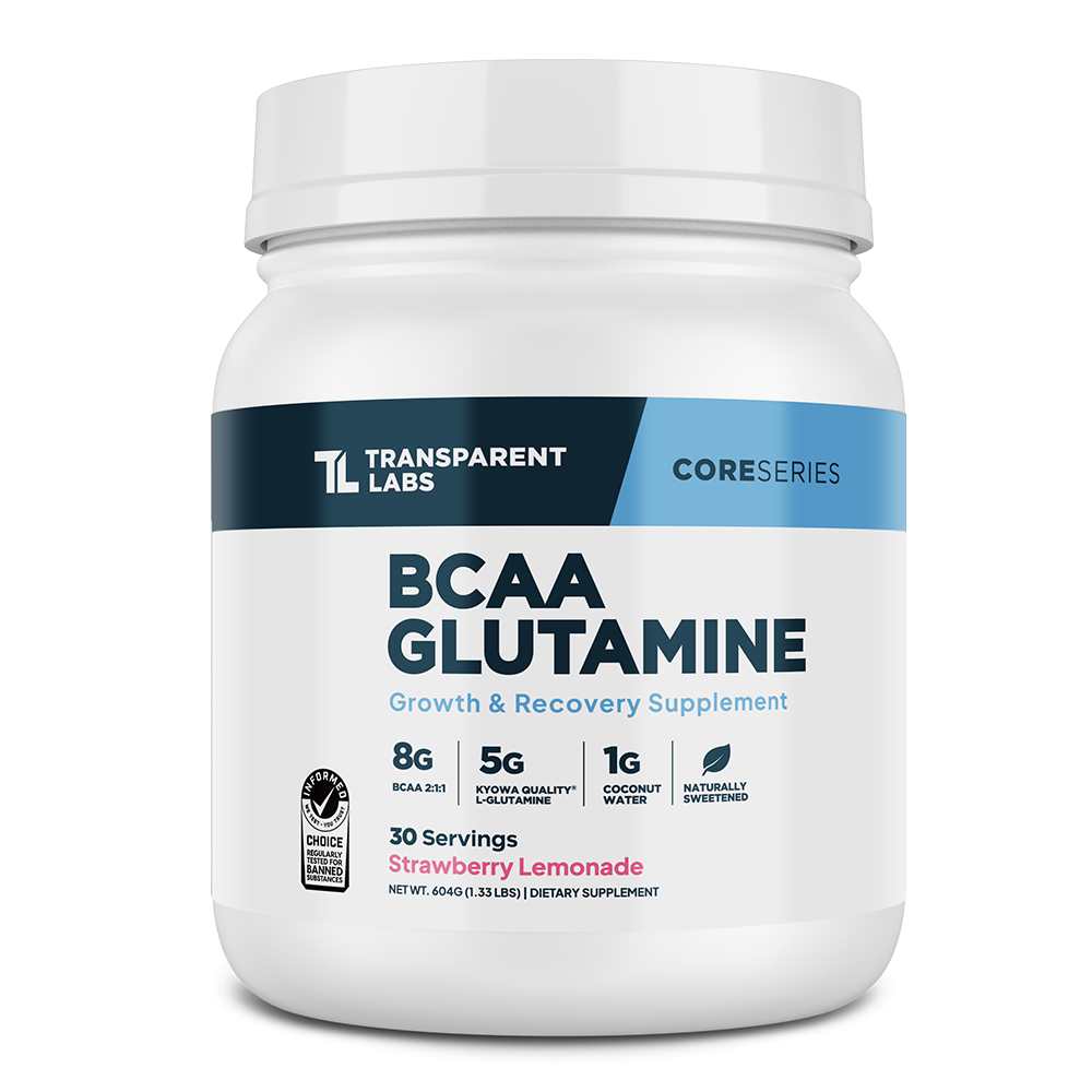 Transparent Tl Tabs Core Series Bcaa + Glutamine Growth &amp; Recovery Supplement Strawberry Lemonade Flavor | 30 Servings