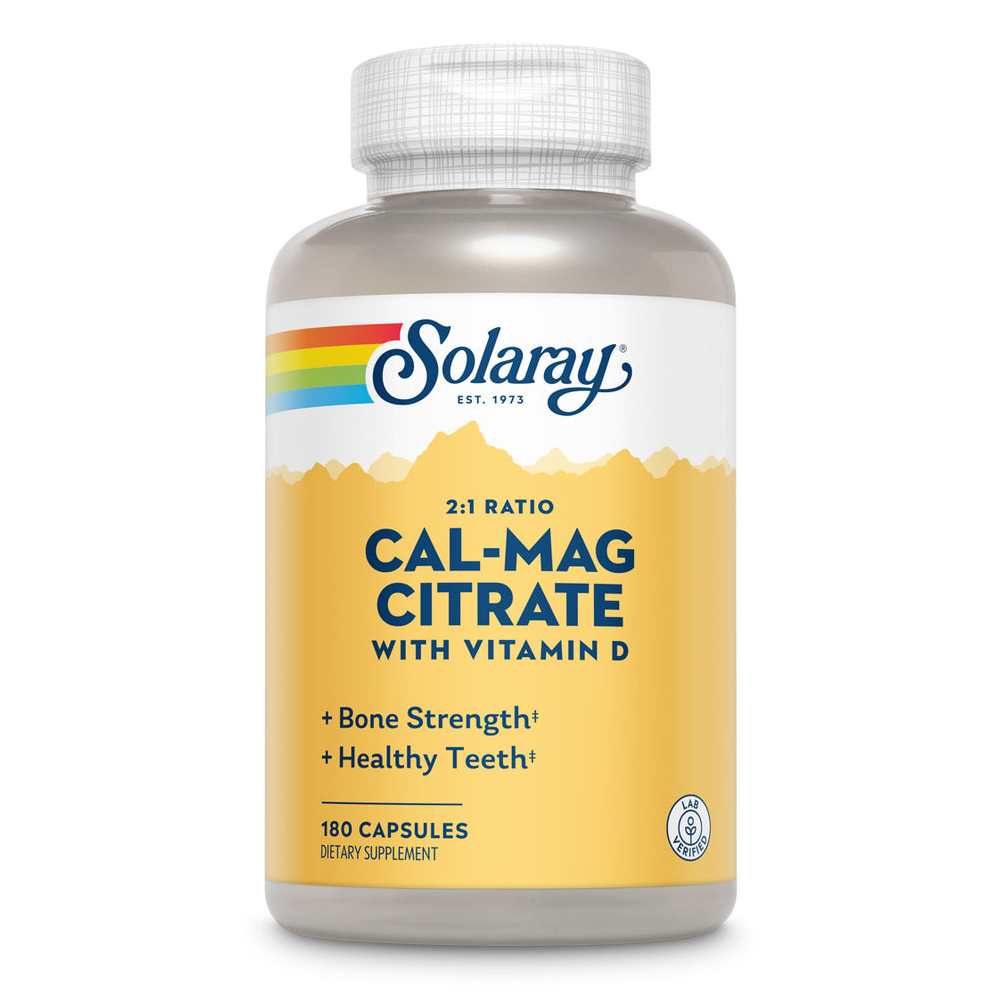 Solaray Calcium &amp; Magnesium Citrate W/ Vitamin D-3, 2:1 Ratio 180 Caps