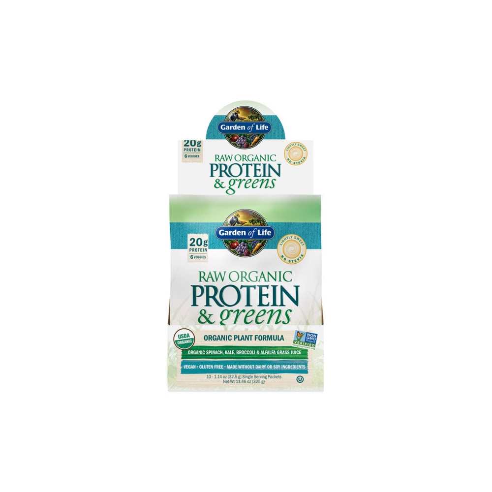 Garden of Life Raw Protein &amp; Greens Lightly Sweet 10 Packets 1.14oz (33g) Powder