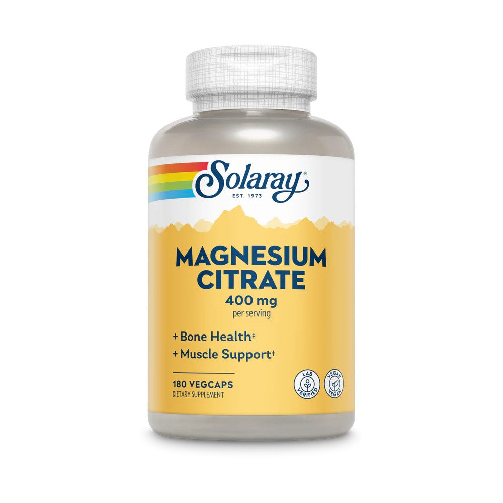 Solaray Magnesium Citrate 400mg - FDA Approved - Bone Health &amp; Muscle Support - 180 VegCaps