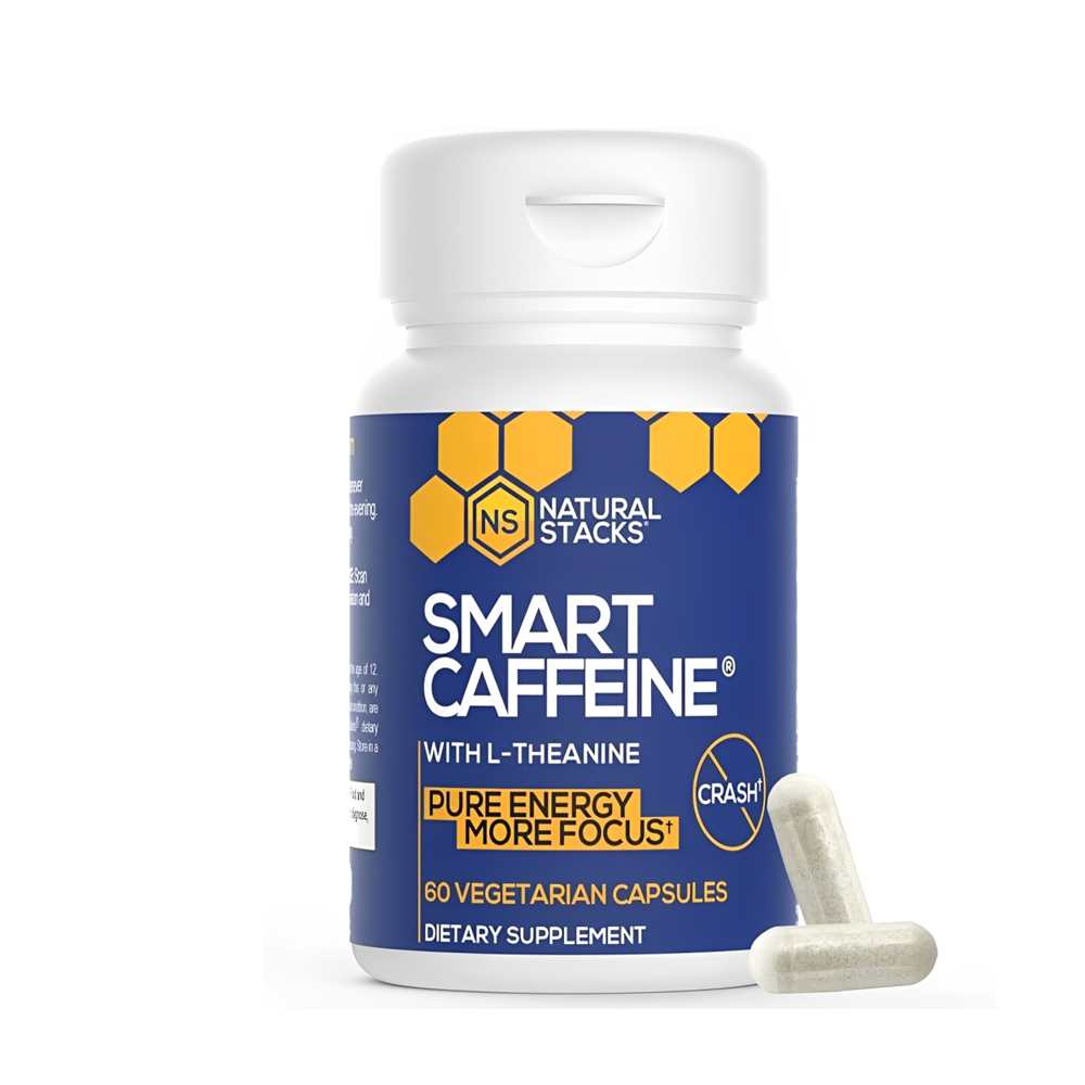 Ns Natural Stacks Smart Caffeine with L-Theanine – Pure Energy &amp; More Focus, 60 Vegetarian Capsules