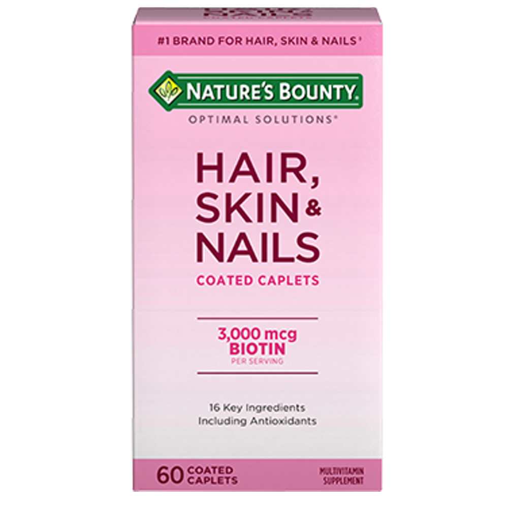 Nature's Bounty Hair, Skin &amp; Nails 3,000 Mcg of Biotin, 60 Caplets