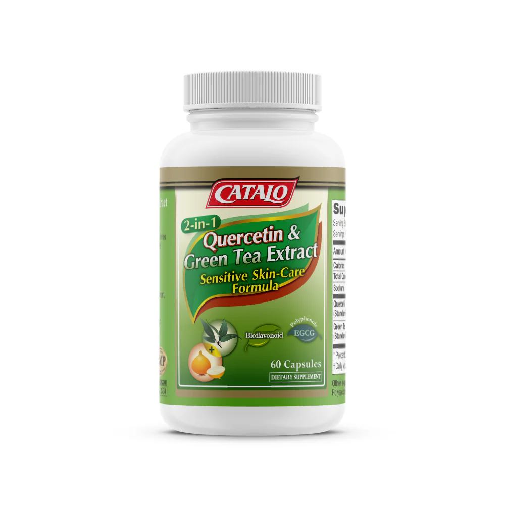 Green Tea Extract &amp; Quercetin 60 Capsules By CATALO - Sensitive Skin Care Formula