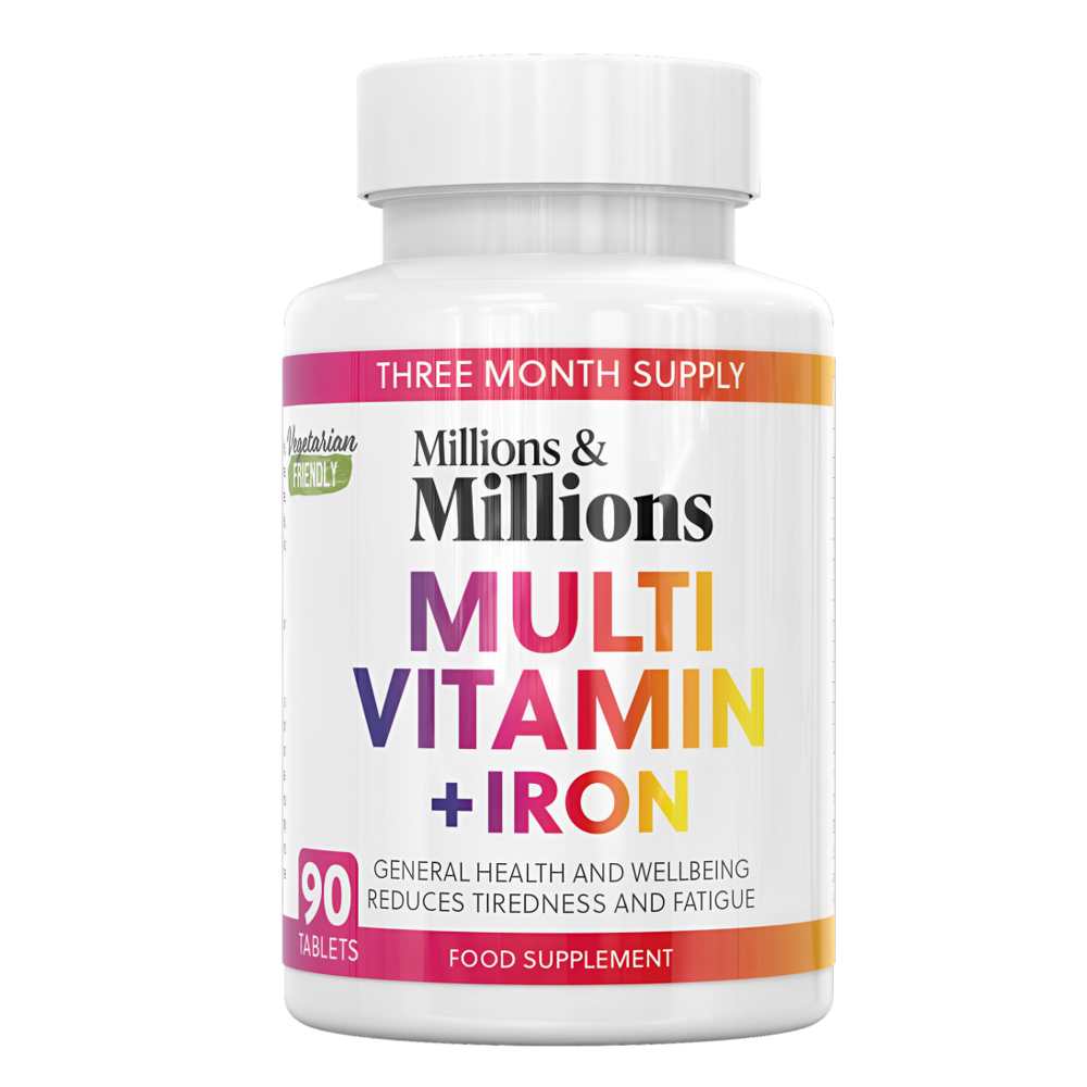 Millions &amp; Millions Multivitamin + Iron – 90 Tablets – General Health &amp; Energy Support