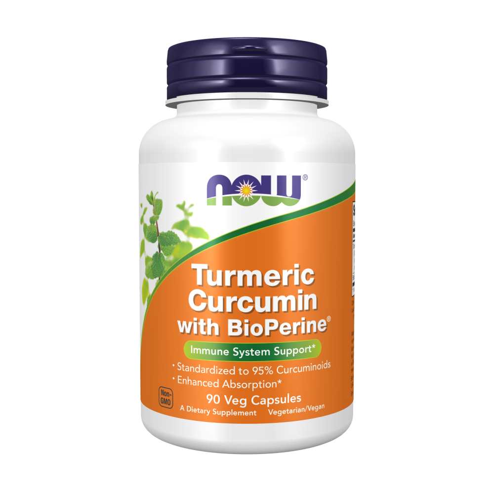 Now Foods Turmeric Curcumin with Bio Perine – 95% Curcuminoids for Immune Support &amp; Absorption – 90 Veg Capsules
