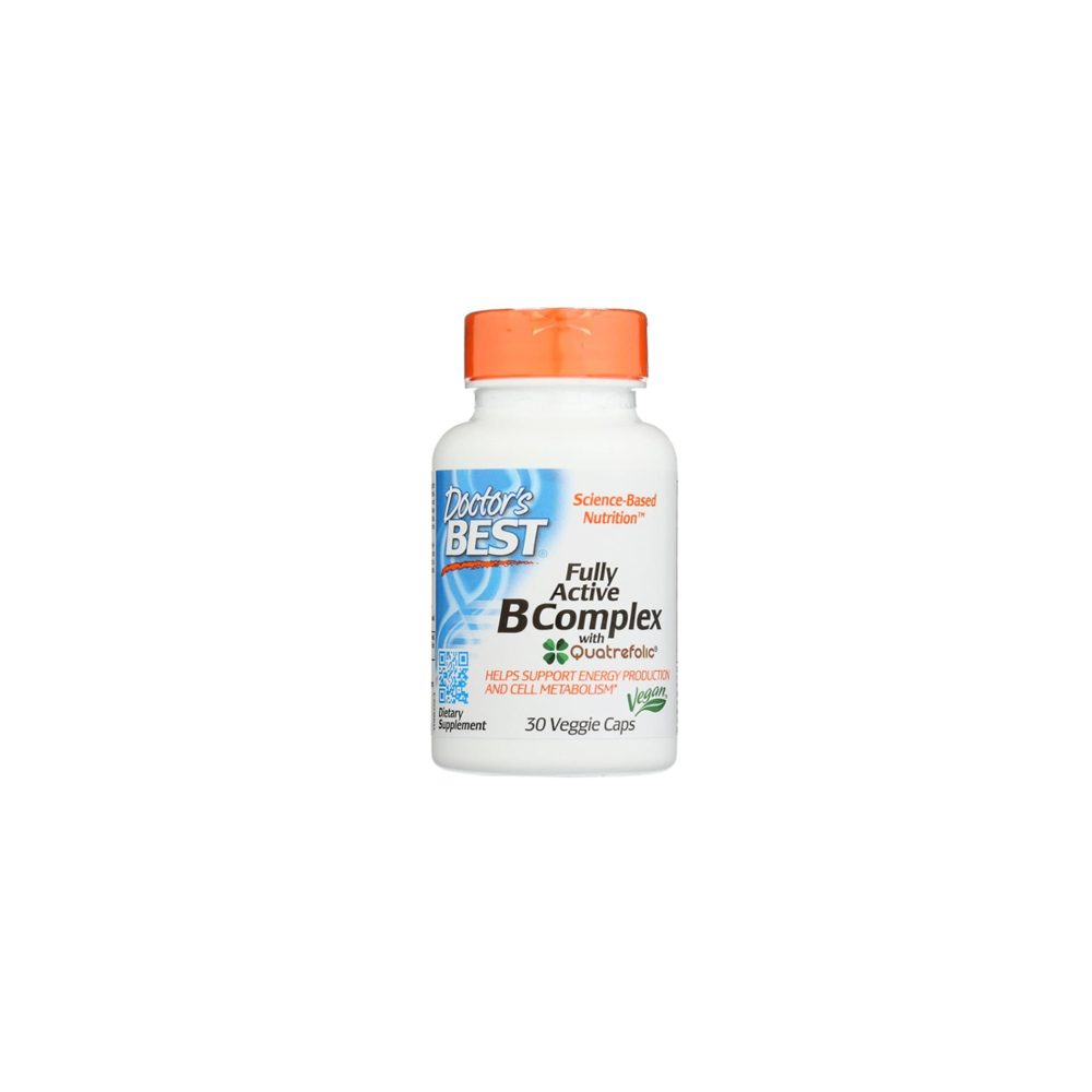 Doctor's Best Fully Active B-Complex with Quatrefolic – Supports Energy Production &amp; Cellular Metabolism | 30 Veggie Caps