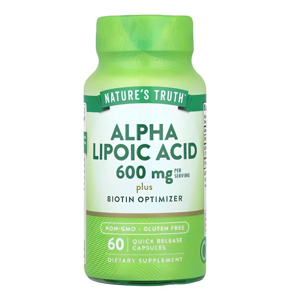 Nature's Truth Alpha Lipoic Acid 600mg + Biotin Optimizer – Antioxidant &amp; Metabolism Support (60 Quick Release Capsules)