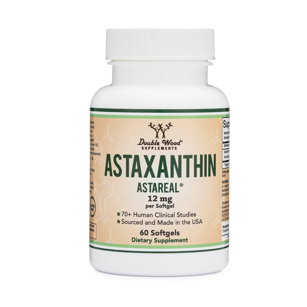 Double Wood Supplements Astaxanthin AstaReal® 12mg – Antioxidant &amp; Skin Health Support | 60 Softgels, Made in the USA