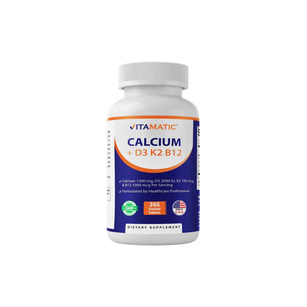Vitamatic Vitamatic Calcium Supplement 1200mg with D3, K2 &amp; B12 365 Coated Tablets