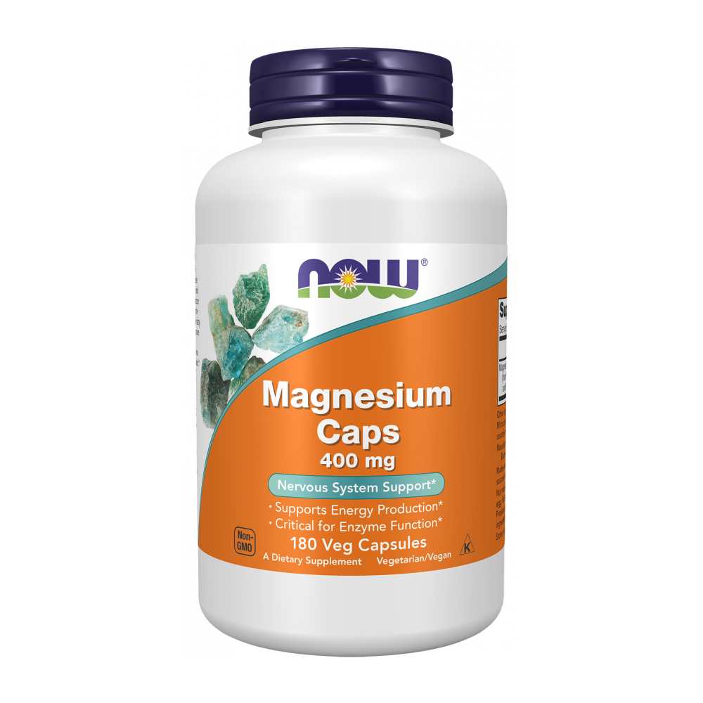 Now Foods Magnesium Caps 400 Mg – Nervous System &amp; Enzyme Function Support – 180 Veg Capsules