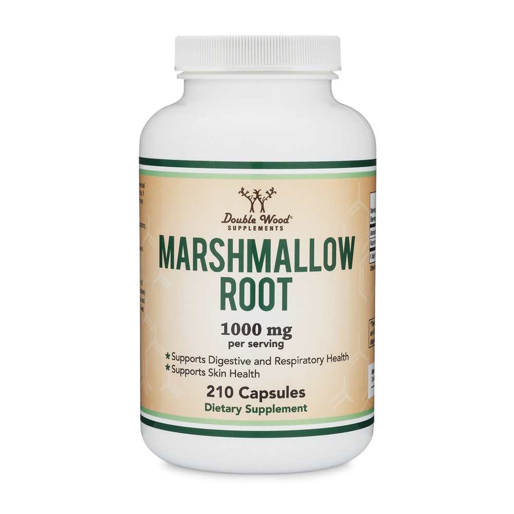 Double Wood Marshmallow Root – 1000mg Herbal Support for Gut, Lungs &amp; Skin | 210 Capsules