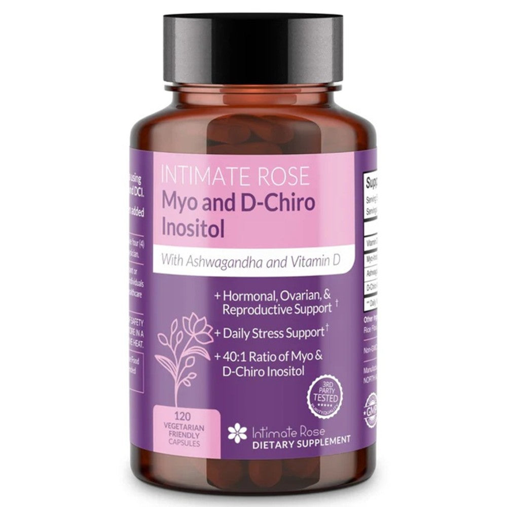Intimate Rose Myo &amp; D-Chiro Inositol + Ashwagandha &amp; Vitamin D - 120 Capsules