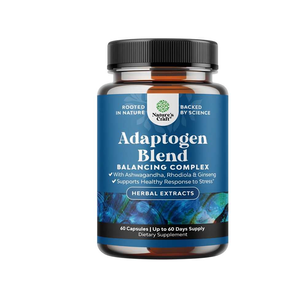 Nature's Craft Adaptogen Blend – Stress Support with Ashwagandha, Rhodiola &amp; Ginseng (60 Capsules)