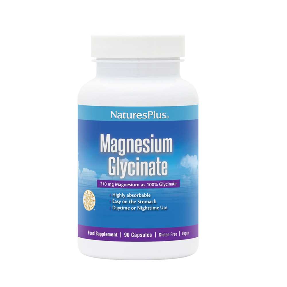 Natures Plus Magnesium Glycinate 210mg – Highly Absorbable &amp; Gentle on Stomach | 90 Capsules
