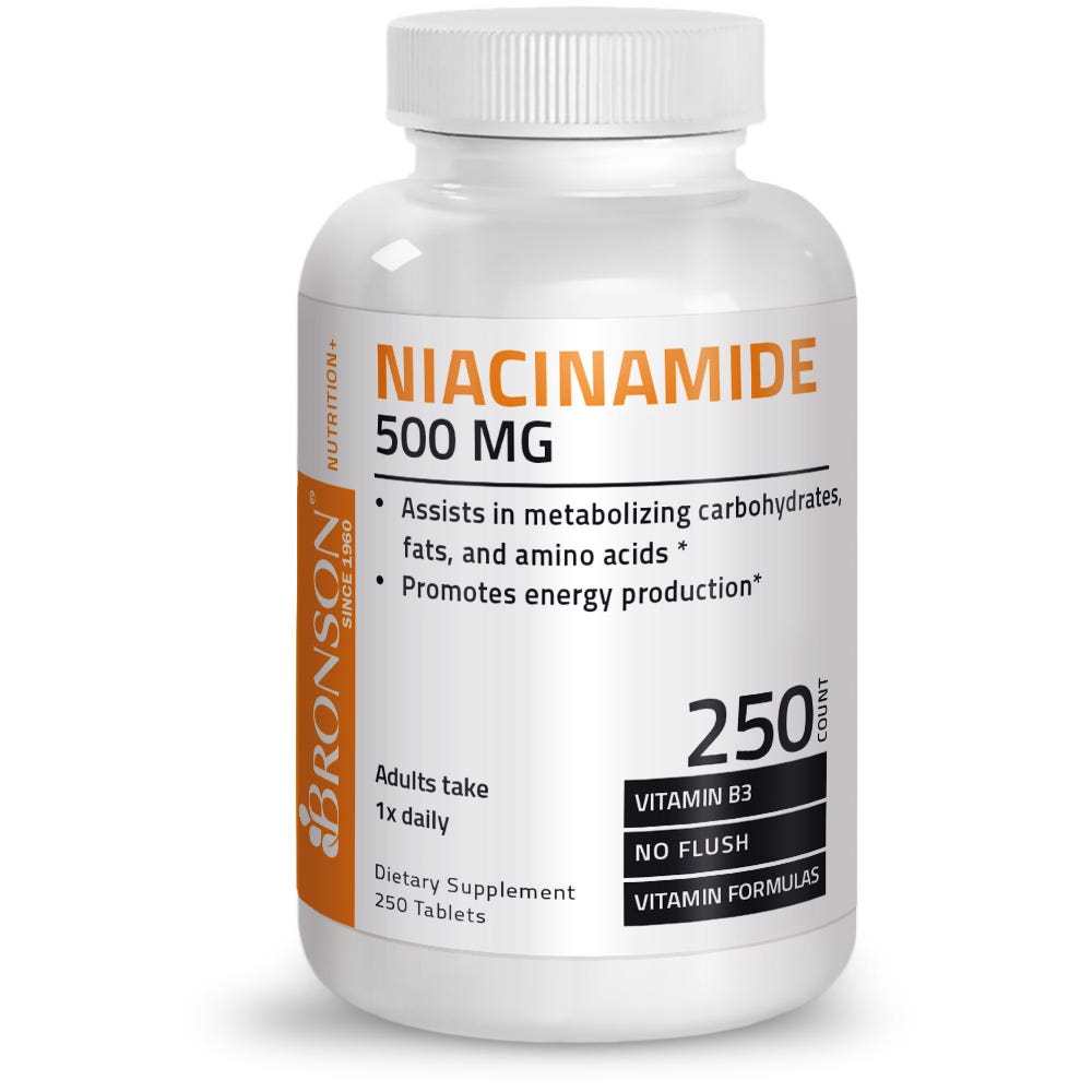 Bronson Vitamins No Flush Niacinamide Vitamin B3 - 500 Mg - 250 Tablets