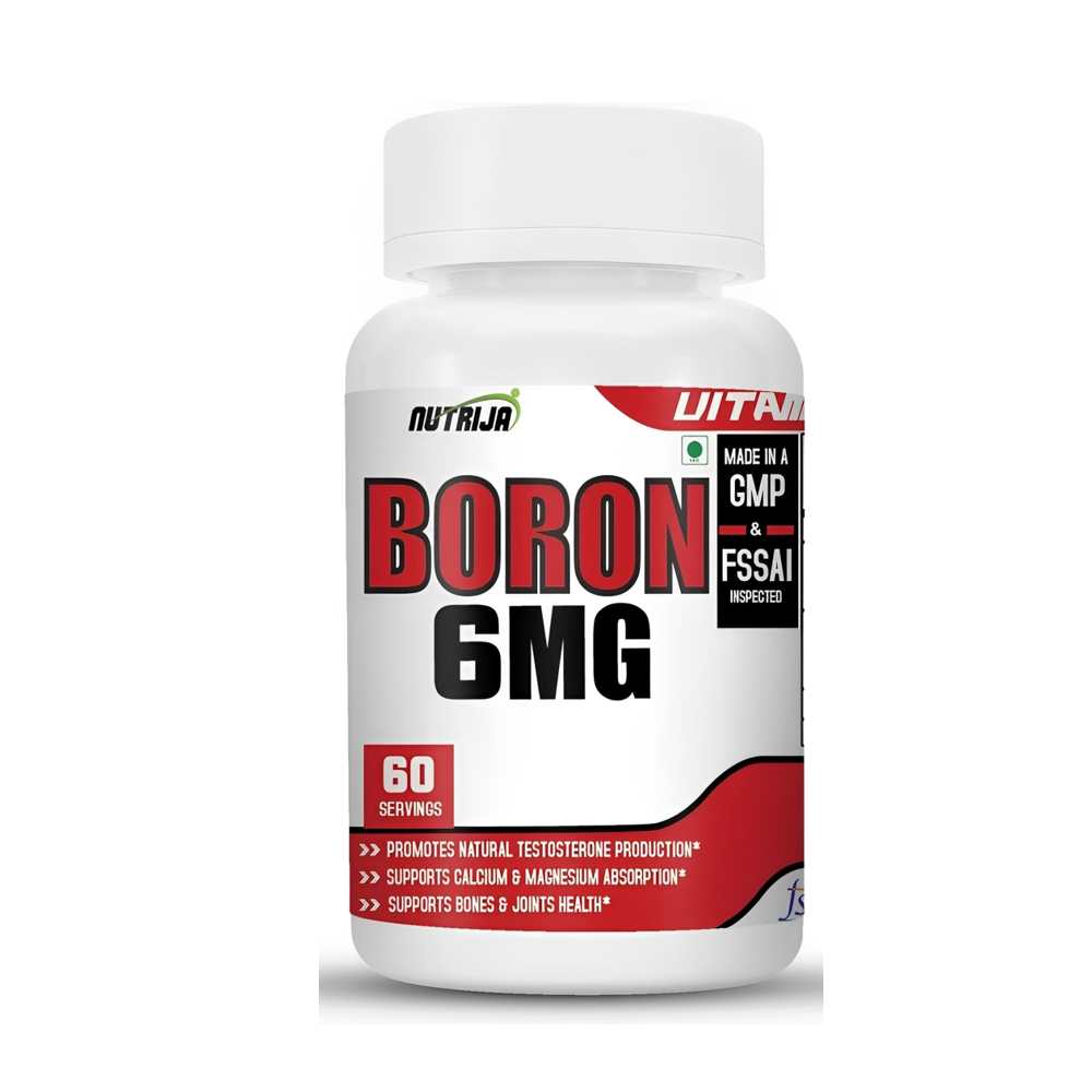 Nutrija Boron 6mg – Premium Bone &amp; Hormonal Health Supplement | Gmp &amp; Fssai Certified | 60 Servings