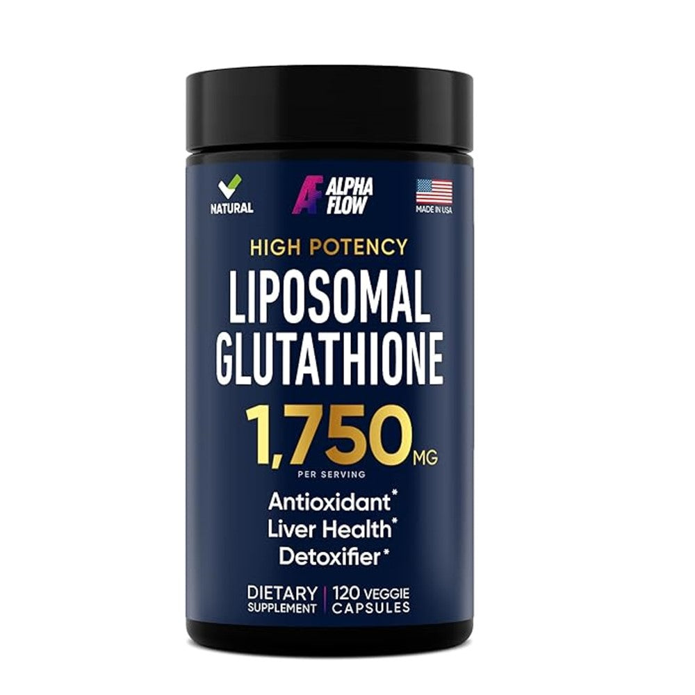 Alpha Flow Liposomal Glutathione – High Potency 1,750mg per Serving | Antioxidant, Liver Health &amp; Detox Support Dietary Supplement | 120 Veggie Capsules | 60-Day Supply