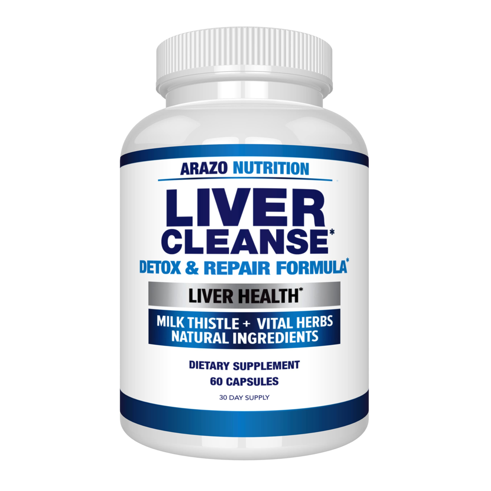 Arazo Nutrition Liver Cleanse - Detox &amp; Repair Formula with Milk Thistle &amp; Vital Herbs - 60 Capsules