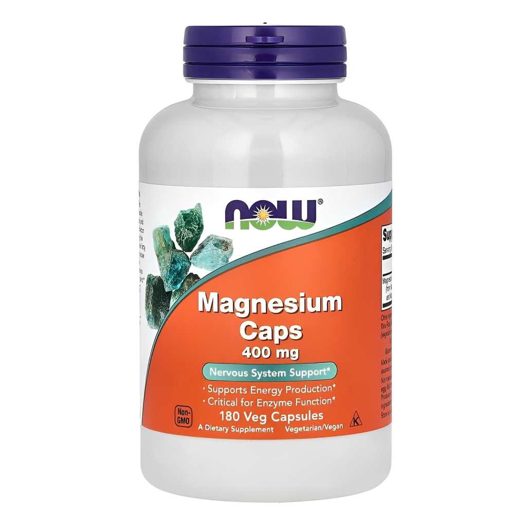 Now Foods Magnesium 400mg – Nervous System &amp; Energy Support, 180 Veg Capsules