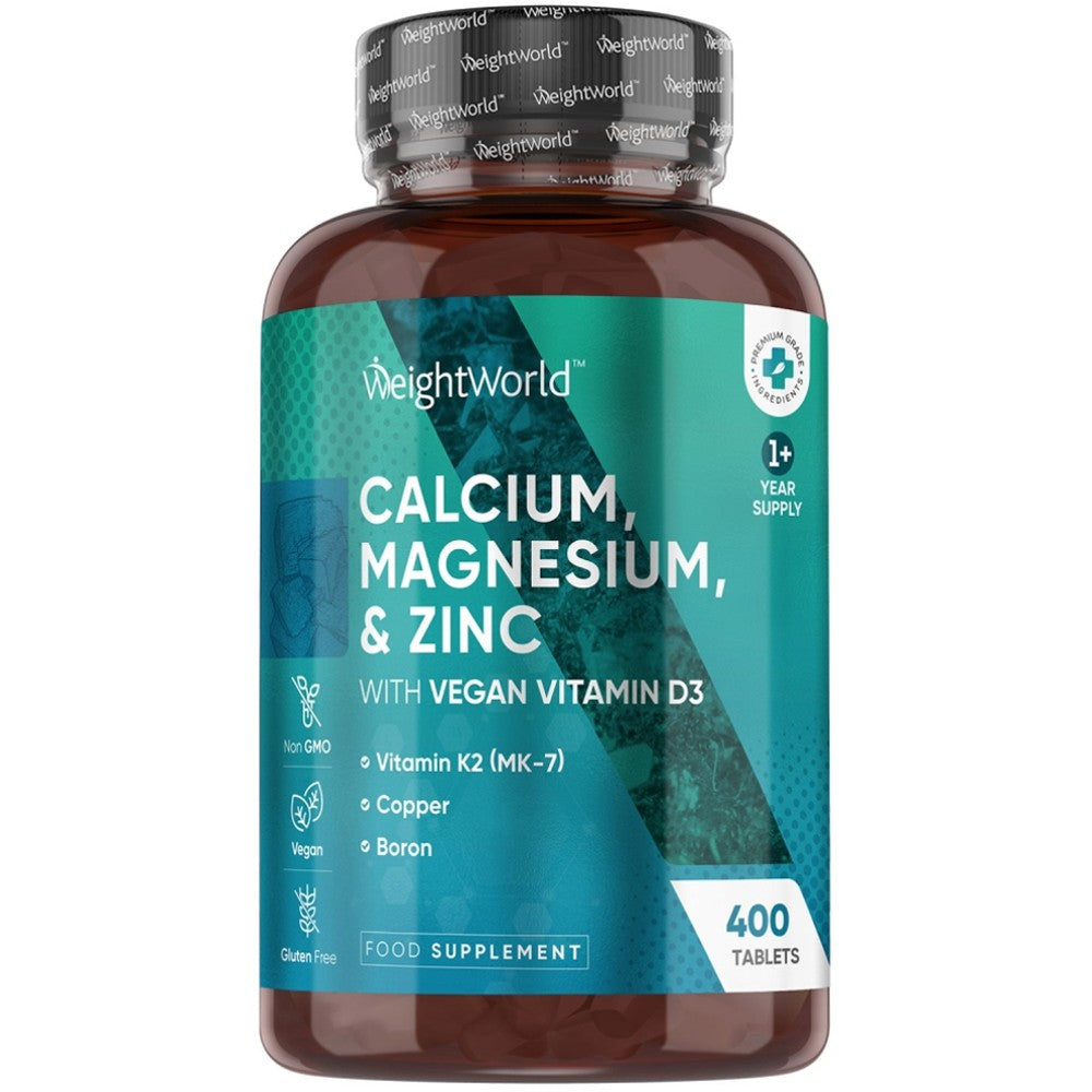 WeightWorld Calcium, Magnesium, Zinc with Vegan D3 &amp; K2 – Bone &amp; Joint Support