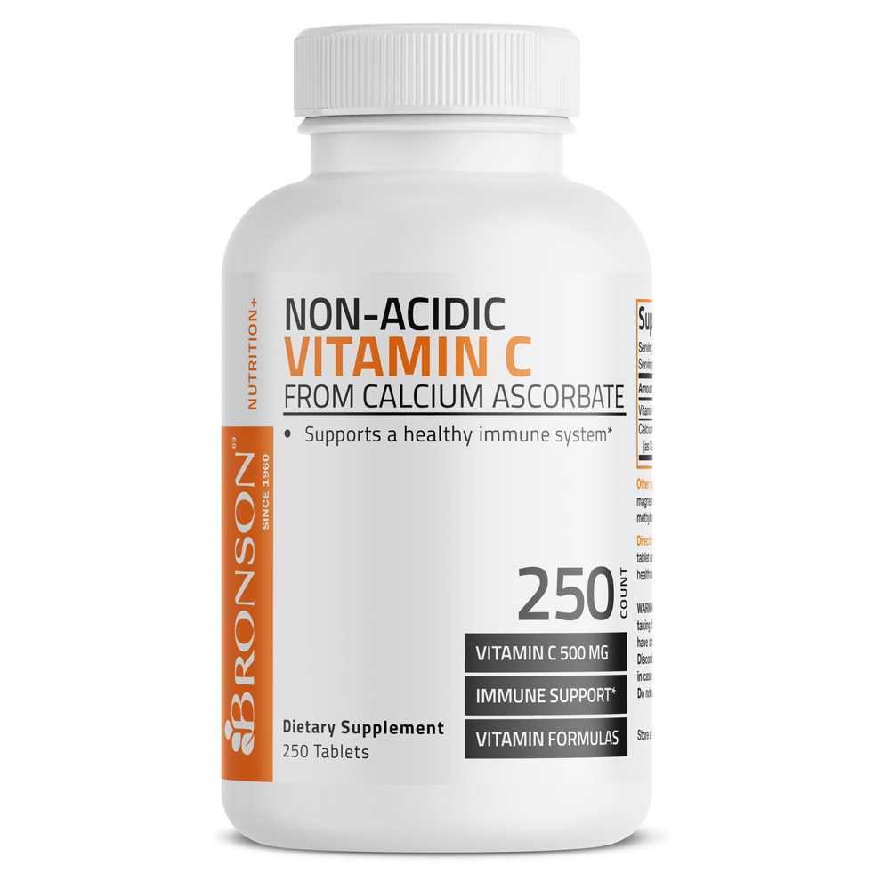 Bronson Vitamins Buffered Vitamin C with Calcium Ascorbate - 500 Mg - 250 Tablets