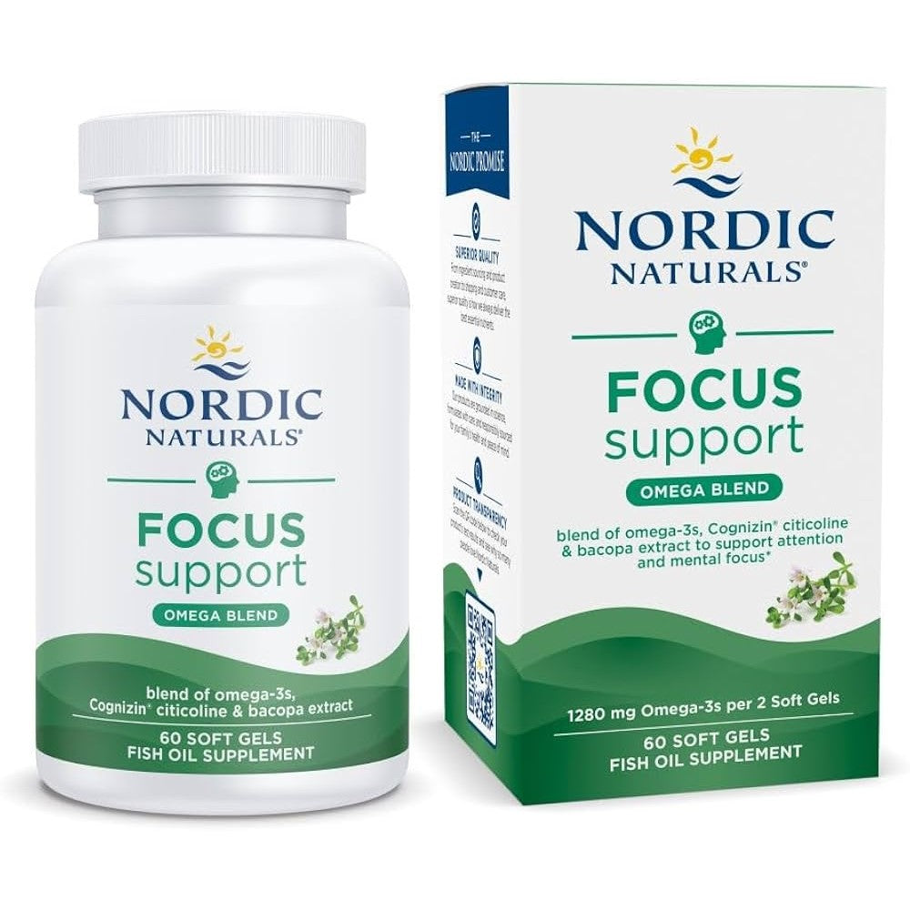 Nordic Naturals Focus Support Omega Blend – Omega-3, Cognizin Citicoline &amp; Bacopa for Mental Focus &amp; Attention | 60 Softgels