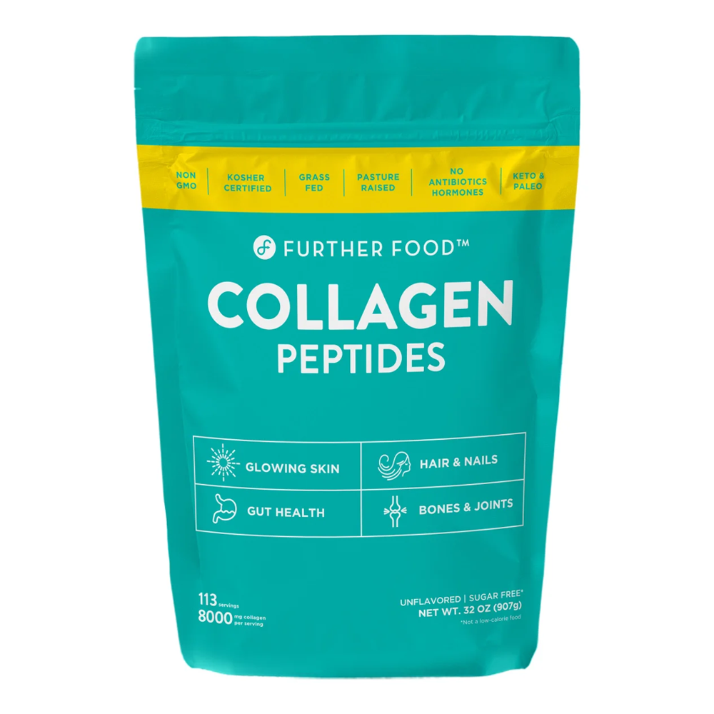 Further Food Collagen Peptides - Grass-Fed, Non-GMO, Unflavored (32oz, 113 Servings) | Skin, Hair, Joints &amp; Gut Health
