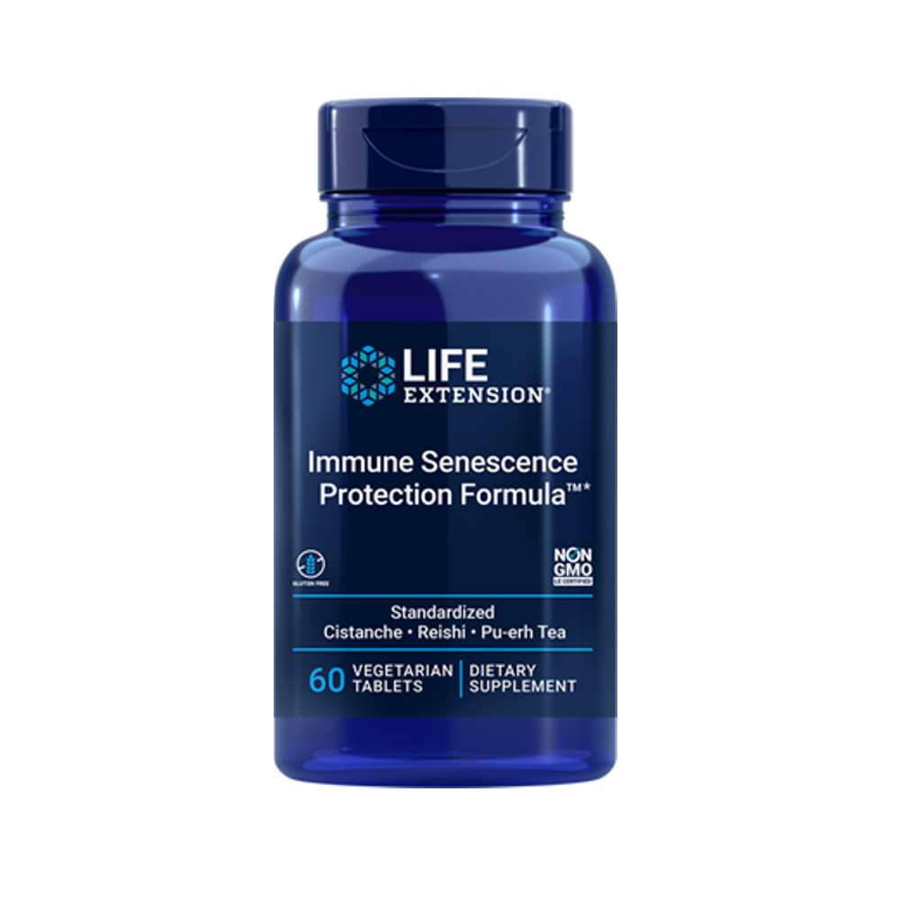 Life Extension Immune Senescence Protection Formula™ Standardized Cistanche, Reishi &amp; Pu-Erh Tea – 60 Vegetarian Tablets