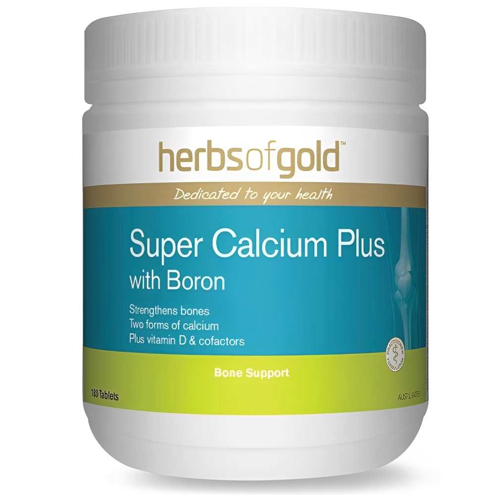 Herbs of Gold Super Calcium Plus with Boron – Bone Strength &amp; Support Formula, 180 Tablets