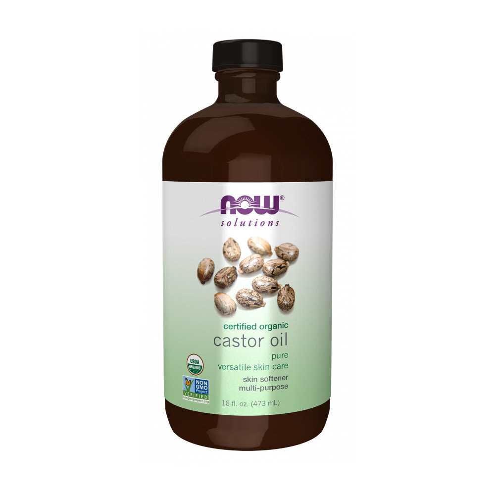 Now Foods Castor Oil – 100% Pure &amp; Certified Organic – Cold-Pressed in Glass Bottle – 473 M L